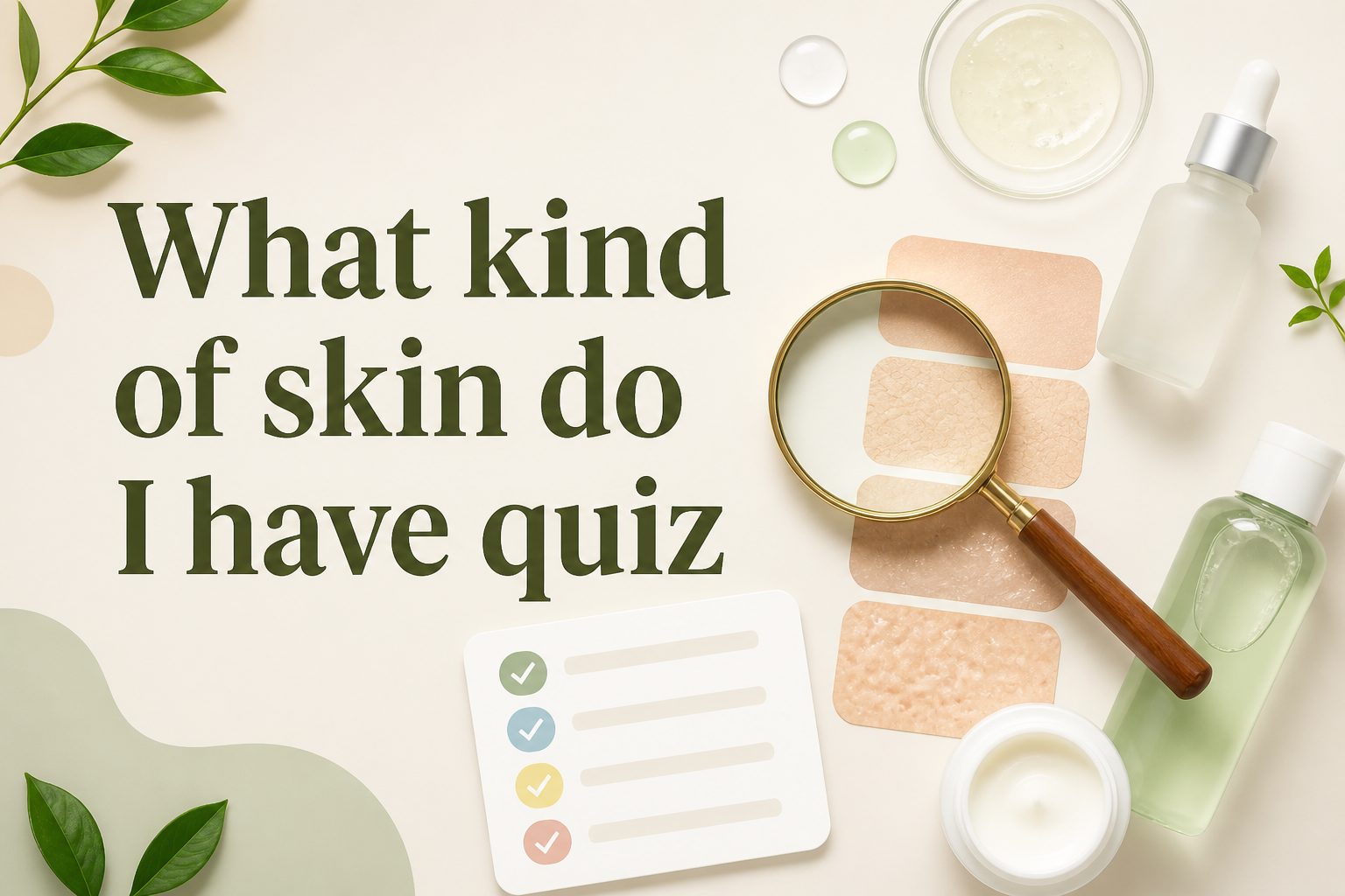 Person examining their face in a mirror for a skin type quiz